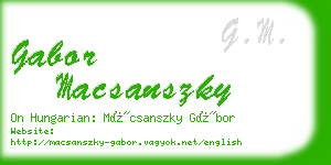 gabor macsanszky business card